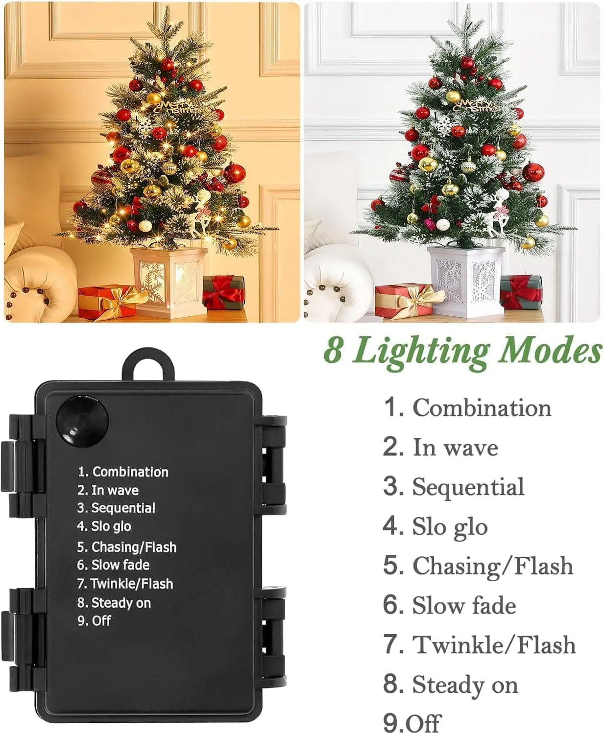 3 Ft Fiber Optic Artificial Christmas Tree Pre Lit Mini Christmas Tree with 78 Dual Color LED Lights 8 Lighting Modes Tabletop