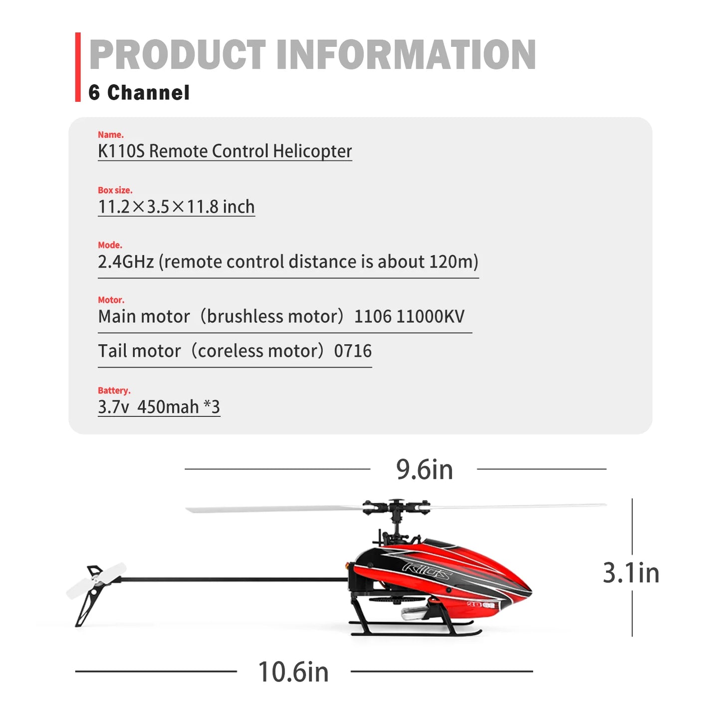 WLtoys K110S RC Helicopters for Adults,3D/6G Mode, 6 Channel Mini Remote control Helicopter,Brushless Motor, with 3 Batteries