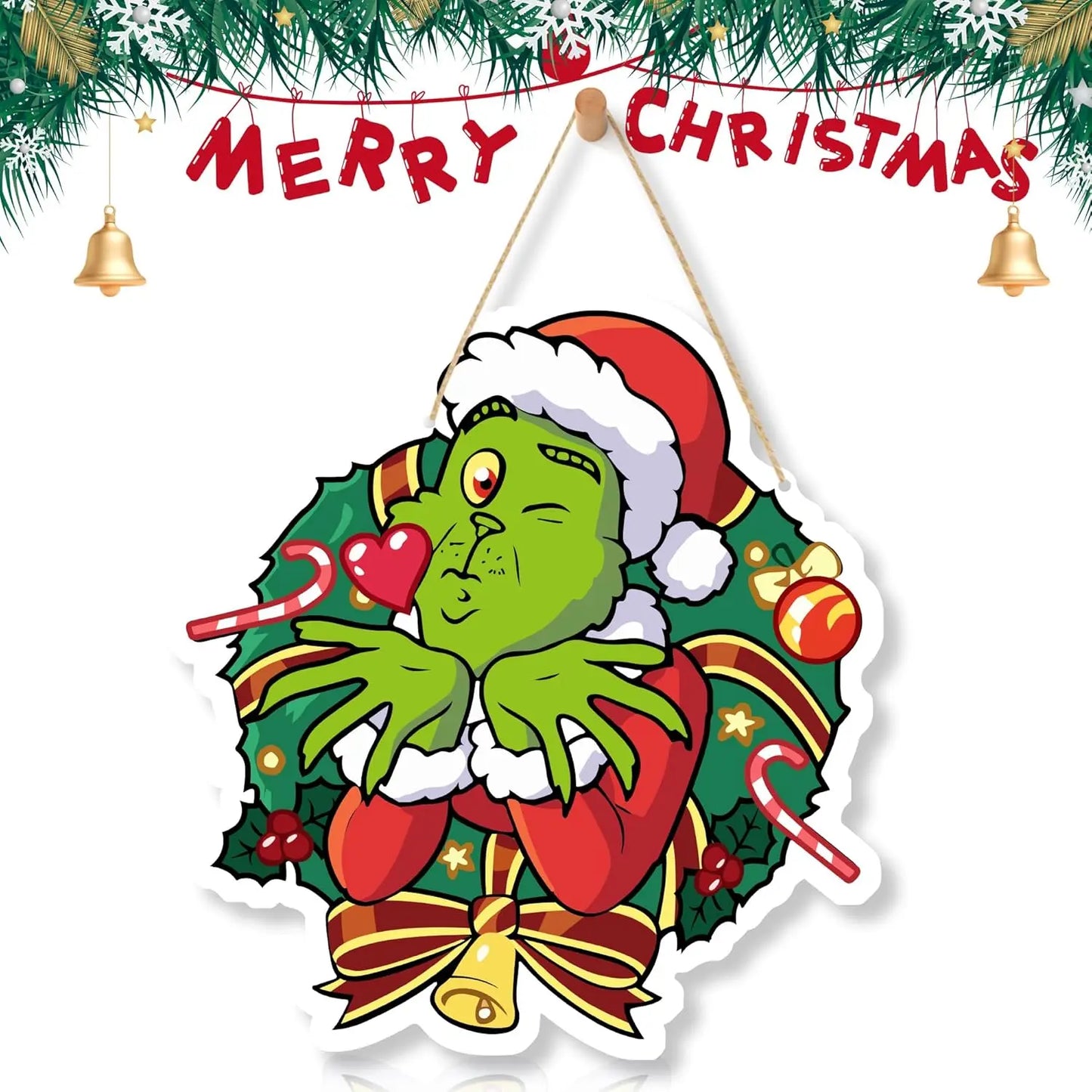 Holiday Whoville Door Hanger - Welcome Christmas Sign for Front Entry, Xmas Decorations Inspired by Dr Seuss Home & Party Decor