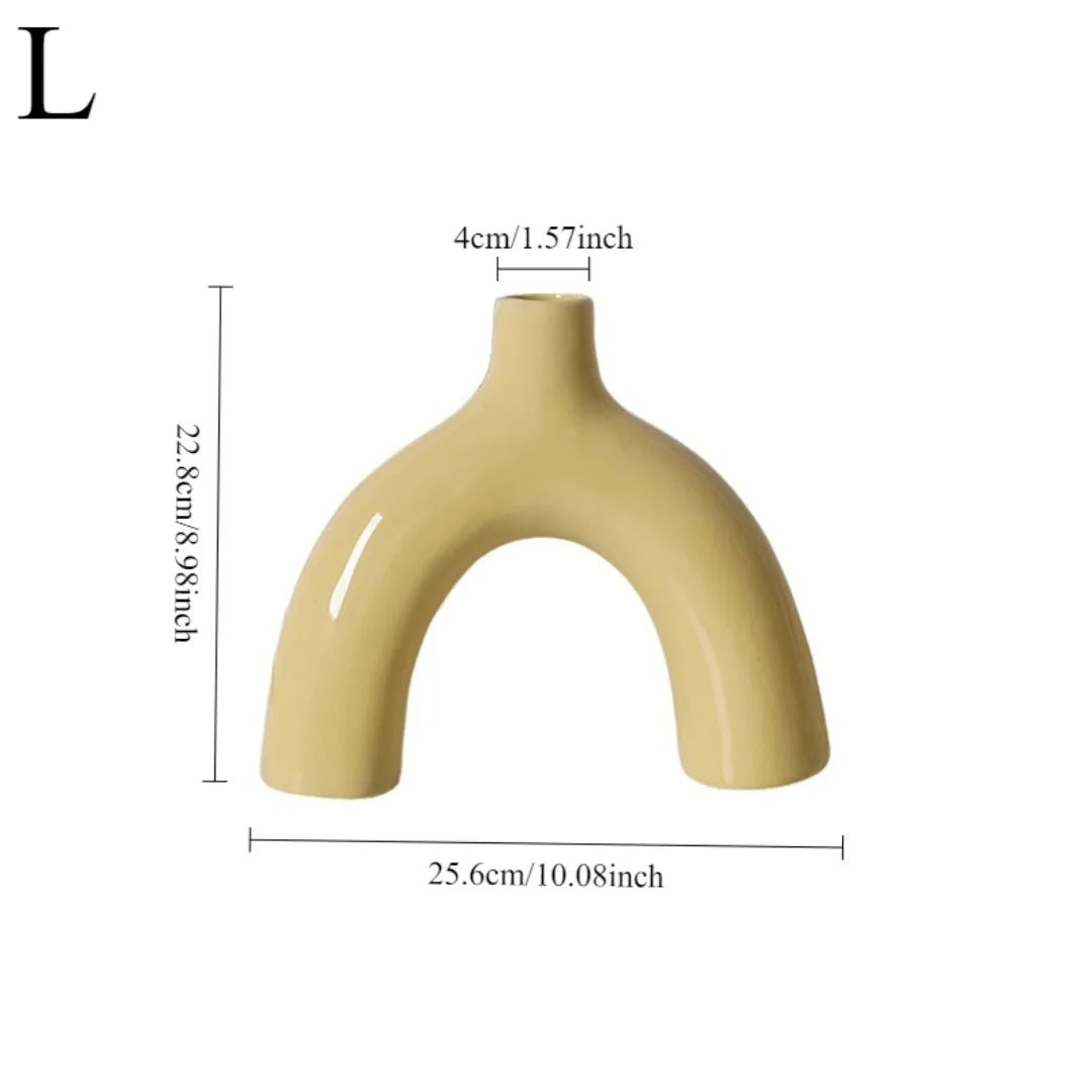 1PC Nordic luxury arch ceramic vase living room porch flower arrangement ornaments home decor housewarming gift