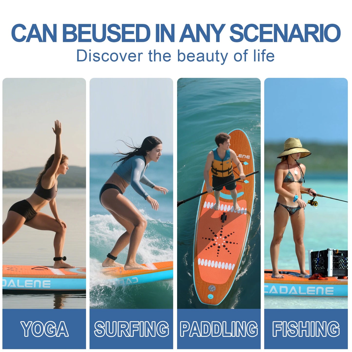 CADALENE 10' Inflatable Stand Up Paddle Board with Premium SUP Paddle Board Accessories, Non-Slip Comfort Deck for Youth & Adult