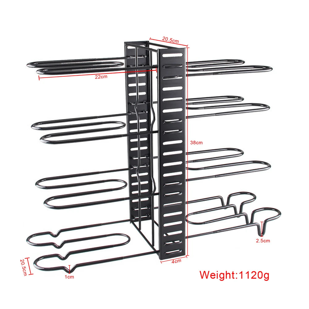 8 Tiers Pan Pot Organizer Rack Multi-layer Iron Wire Bilateral Pot Adjustable Cabinet Pots Lids Storage Rack Kitchen Tool