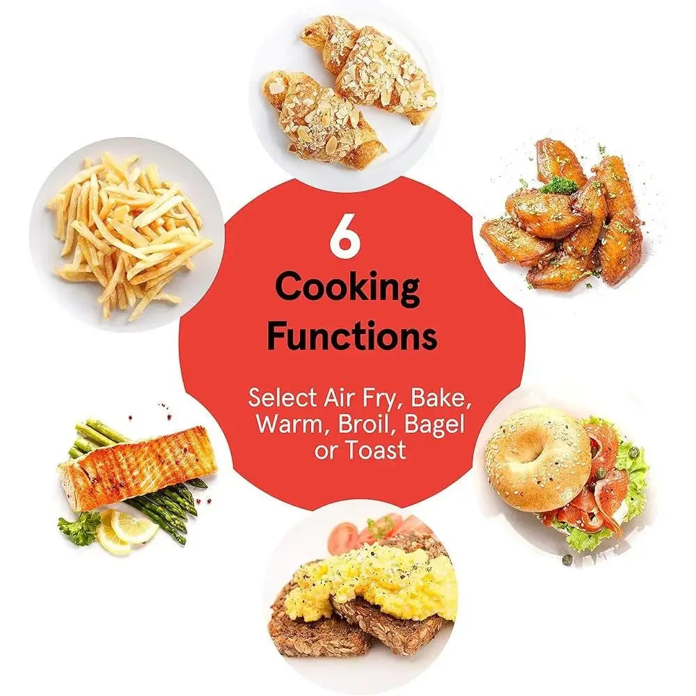 6in1 MultiFunction Air Fryer Oven Stainless Steel Programmable Cooking Machine Fry Basket Baking Pan Crumb Tray Home Kitchen Use