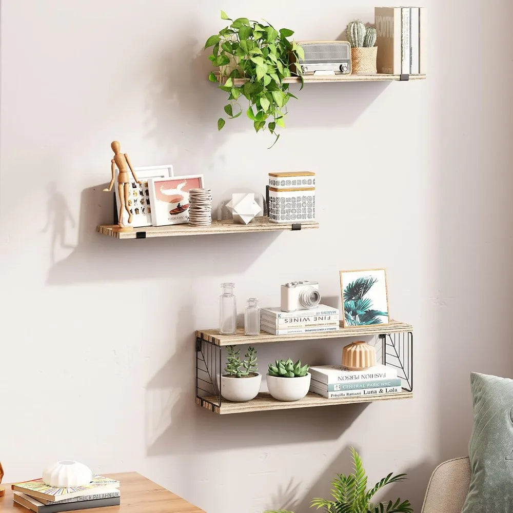 fixwal 3+1 tier bathroom floating shelves over toilet, 15.8in farmhouse rustic wood shelves, wall decor for bathroom, living roo