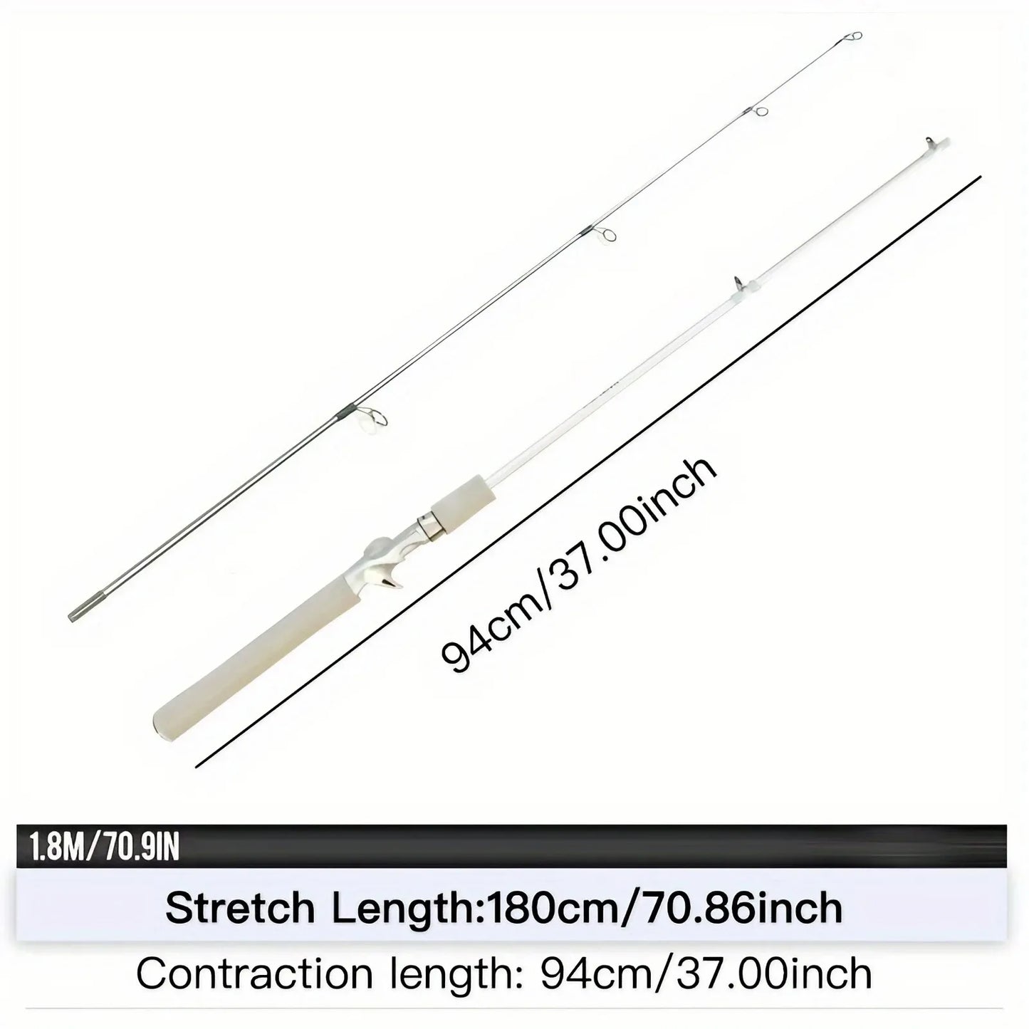1pc-180cm/ 70.86inch White Fishing Rod (Single Fishing Rod)-Durable Fiberglass, Comfortable To Touch-A Must-have for Anglers
