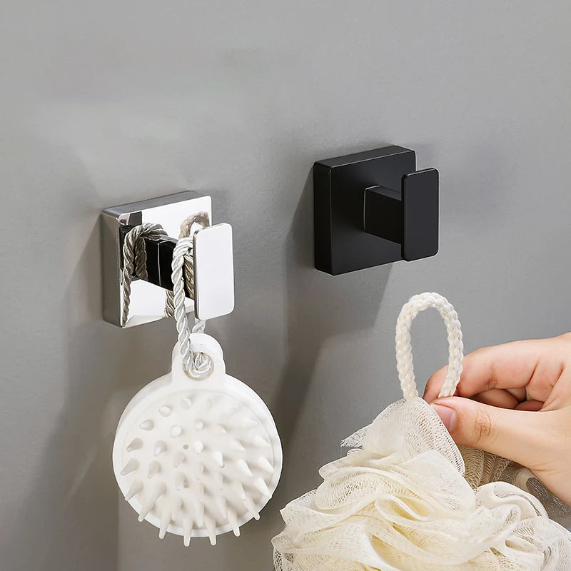Matte Black Bathroom Accessories Set Wall Mount Towel Bar Towel Ring Roll Paper Holder Robe Hook Stainless Steel Hardware Set