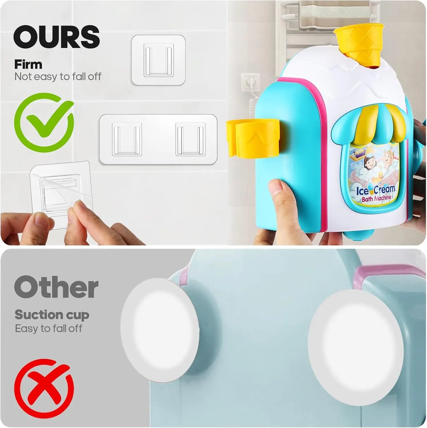 Bath Toys for Toddlers Ages 3-5,Ice Cream Foam Maker Bathtub Toy with Snap Buttons Not Fall,Bathtub Bubble Machine Pretend Cake