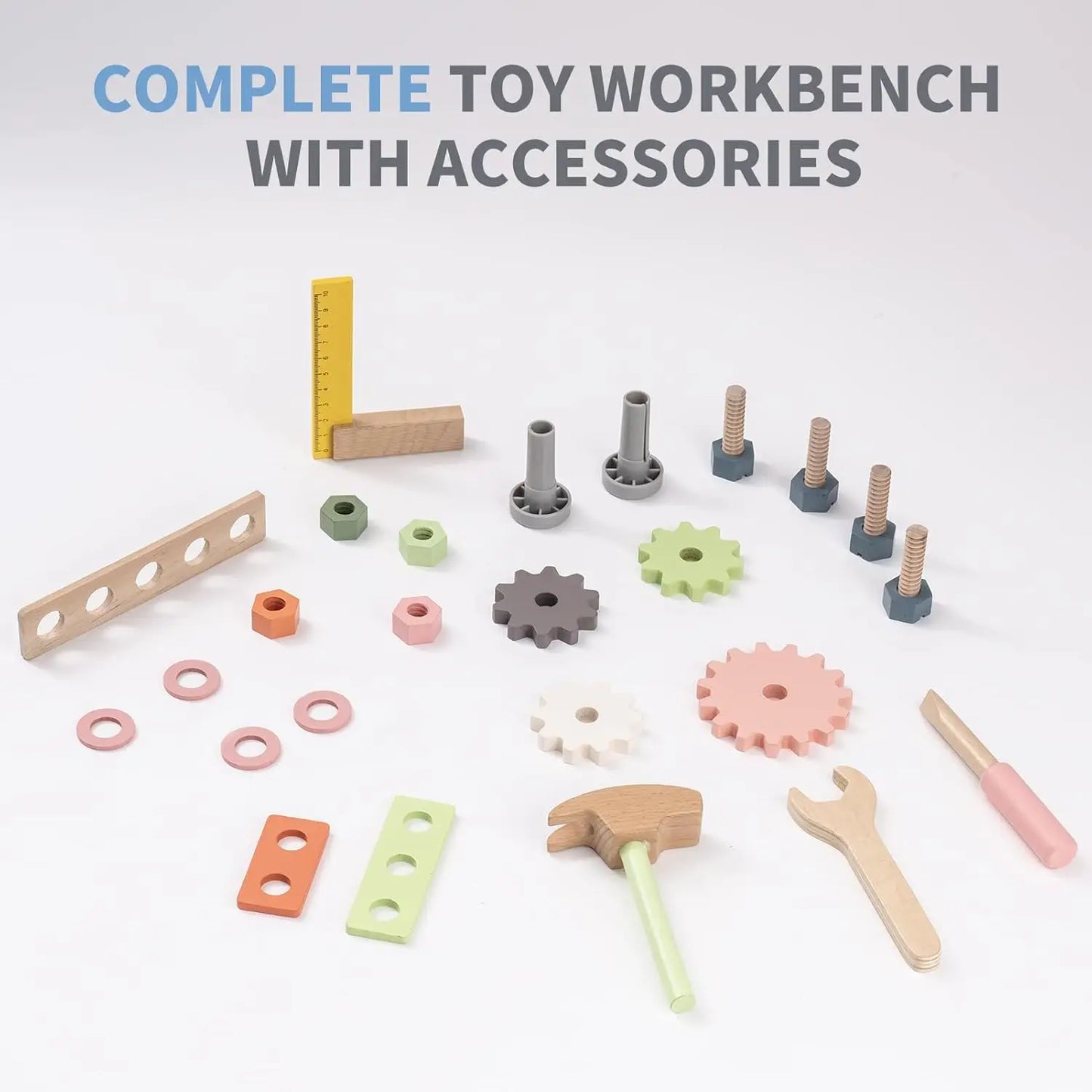 Robotime Tool Bench Set Mini Wooden Work Bench Construction Toys Educational Pretend Play Gift Toy Tools Set for Boys Girls