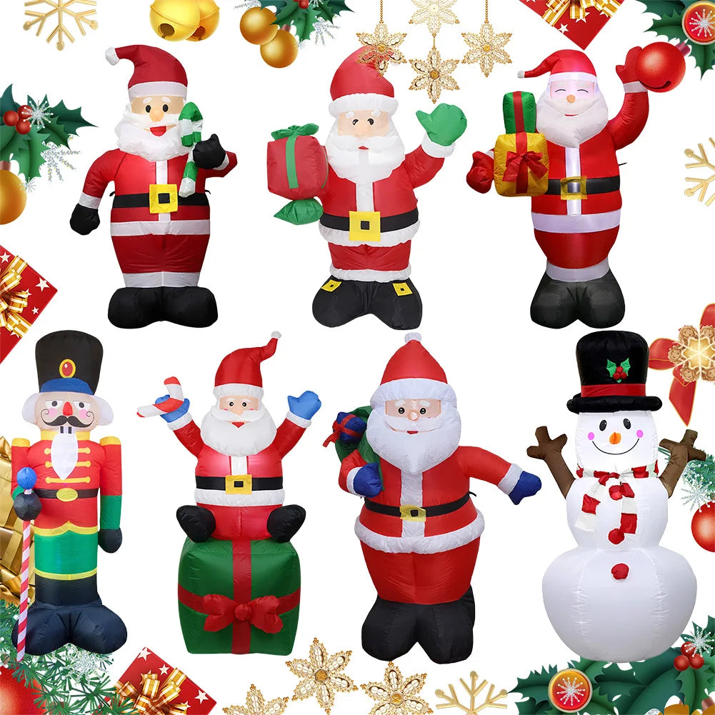 LED Inflatable Illuminated Santa Claus Ornament Lighted Giant Model Ornament Decorative Cartoon  Christmas New Year Gifts