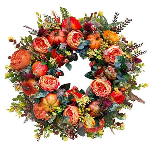 Thanksgiving Wreath Decorative Artificial Autumn Garland Festival Theme Farmhouse Party Decoration