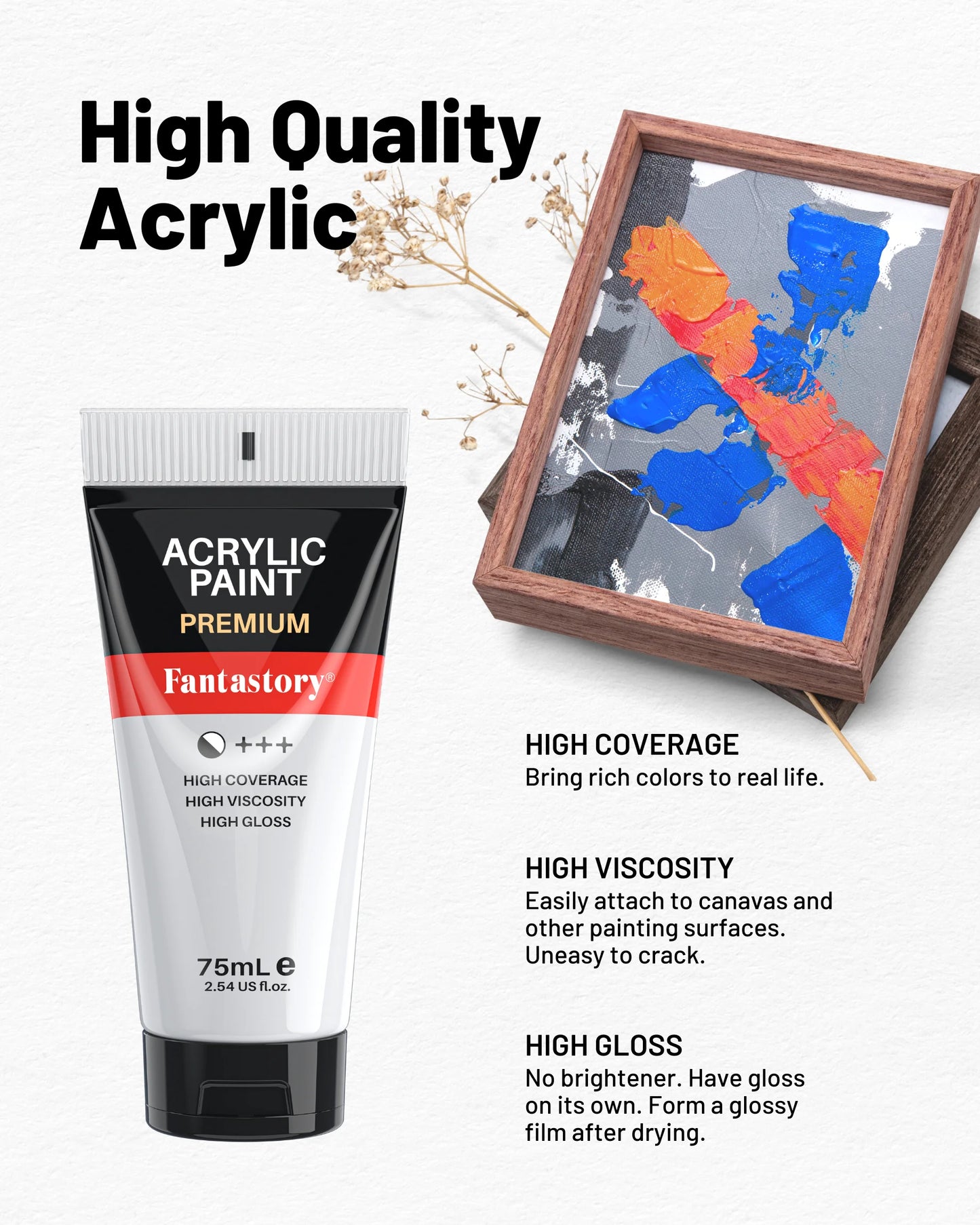 Acrylic Paints 20 oz, 8 Pack(6 Red & 2 White) Acrylic Paint Tubes, Premium Thick Craft Paints for Painting, Professional Artists