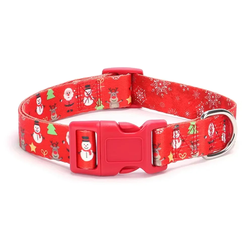 Amaz Hot Selling Christmas  Pulling Rope Set Christmas Dog Rope Printed Santa Claus Dog Collar Harness for a dog Spiked collar