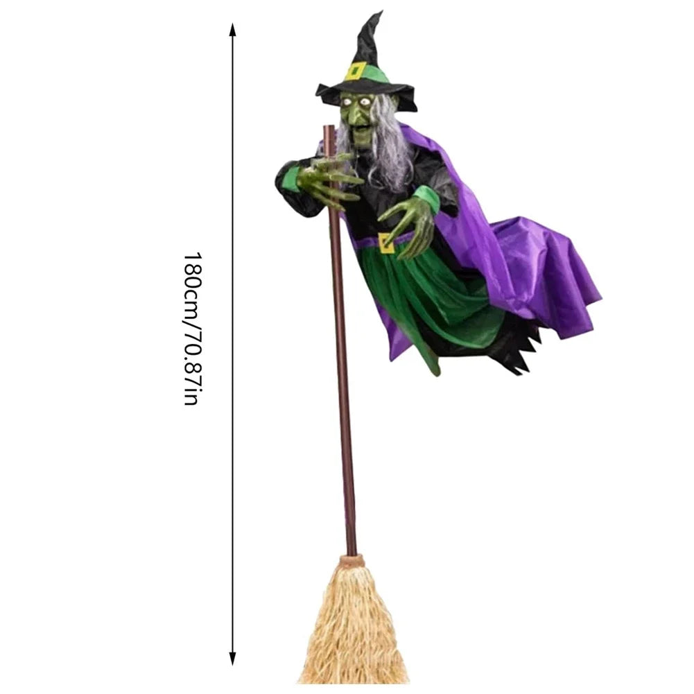 Halloween Flying Witch Decor Hovering Flying Witch Decorations with Scary Sound Halloween Props Horror Themed Scary Props
