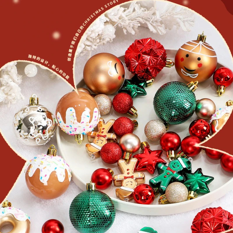 42pcs 6cm Red Gold Painted Christmas Balls Xmas Tree Hanging Ornaments for Home Christmas Decoration Party New Year Gift Navidad