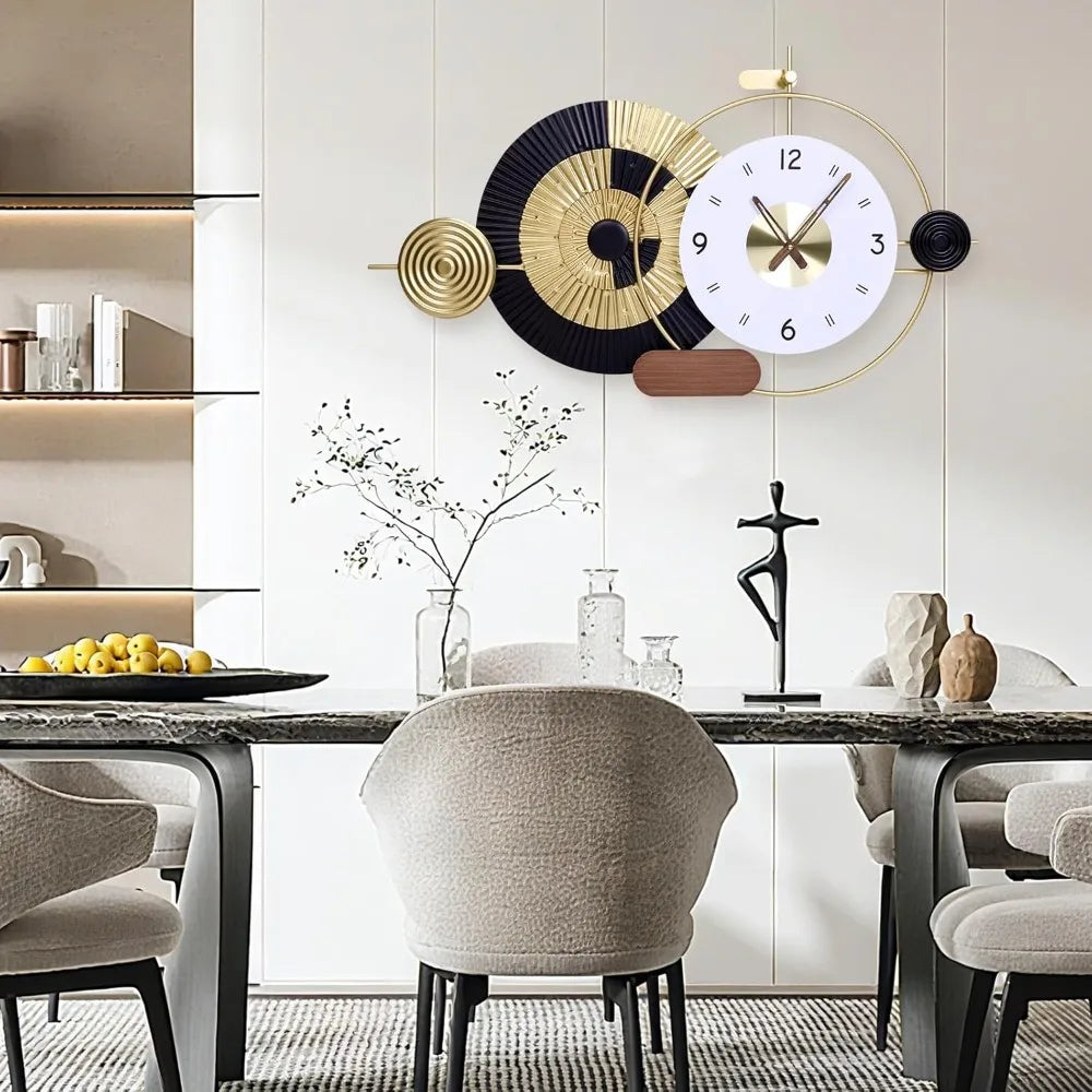 36x21 Inch Decorative Wall Clock Battery Operated Silent Non-Ticking, Modern Abstract Analog Clocks for Home & Office Decor