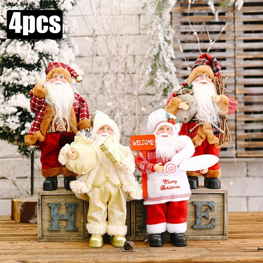 1~4PCS 2025 Christmas Decoration for Home Santa Claus Plush Doll 30cm Navidad Party Decor Xmas Ornaments New Year Gift