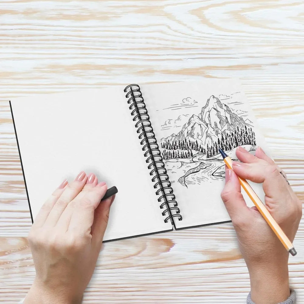 Sketchbook Hardcover – 200GSM Very Thick Paper – Spiral Sketchbook for Painting and Mixed Media – Sketchbook, Art Book