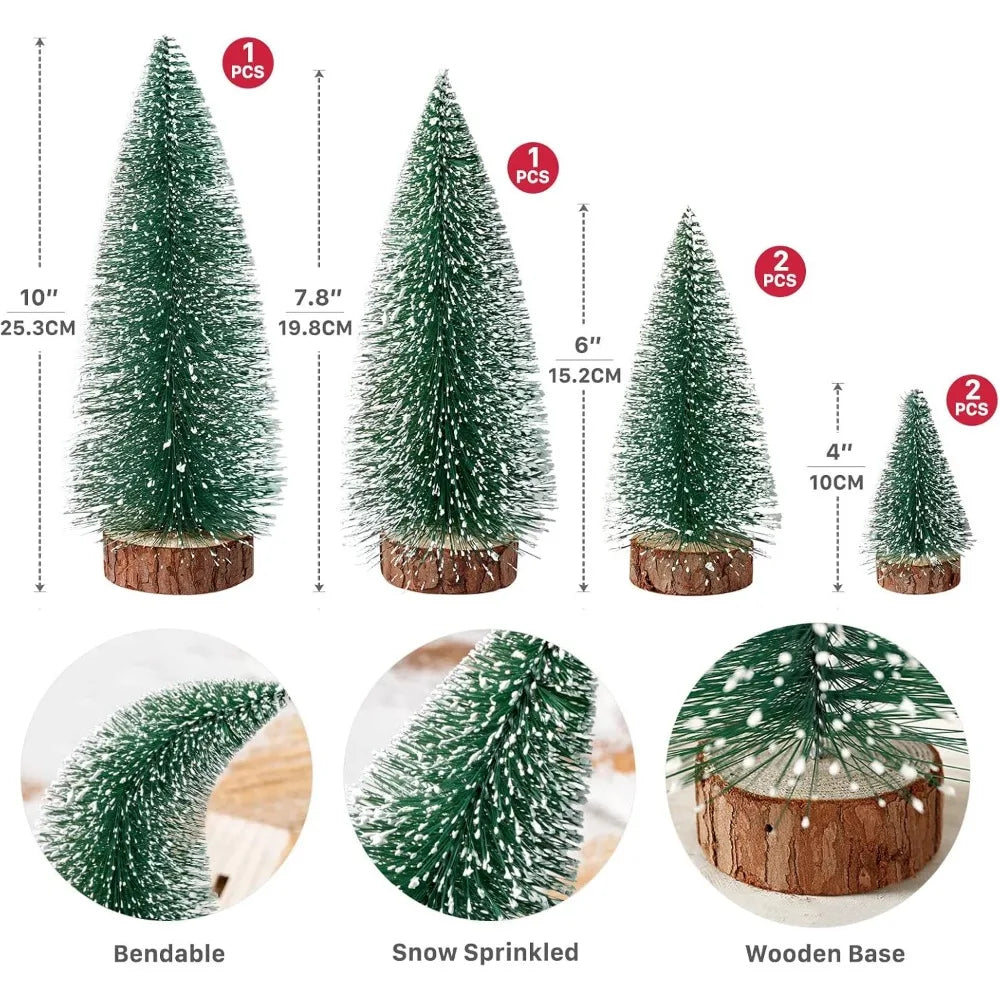 Mini Christmas Trees Christmas Decor Artificial Christmas Decorations with 4 Sizes, Christmas Tree Bottle Brush Trees Christmas