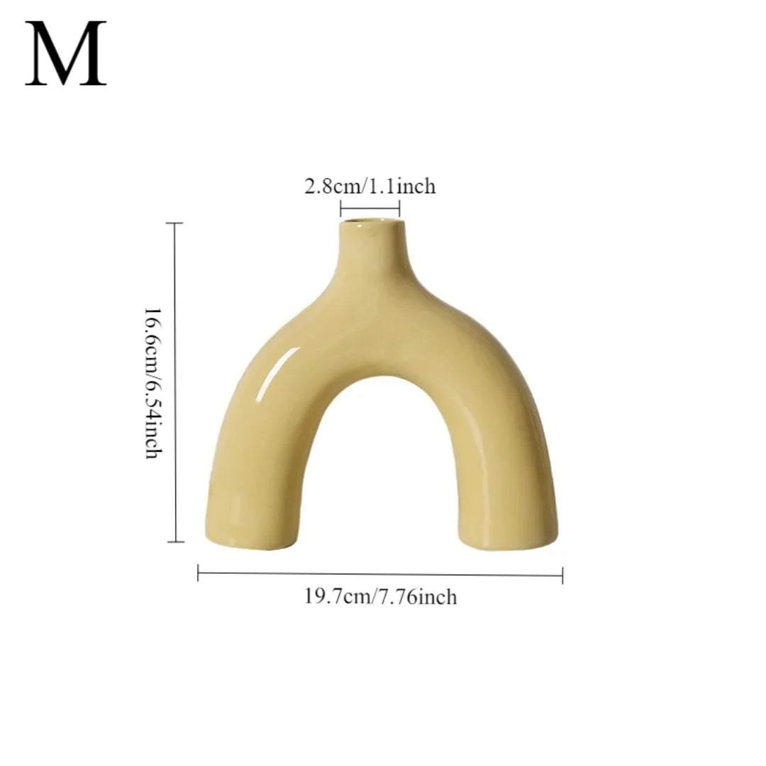 1PC Nordic luxury arch ceramic vase living room porch flower arrangement ornaments home decor housewarming gift
