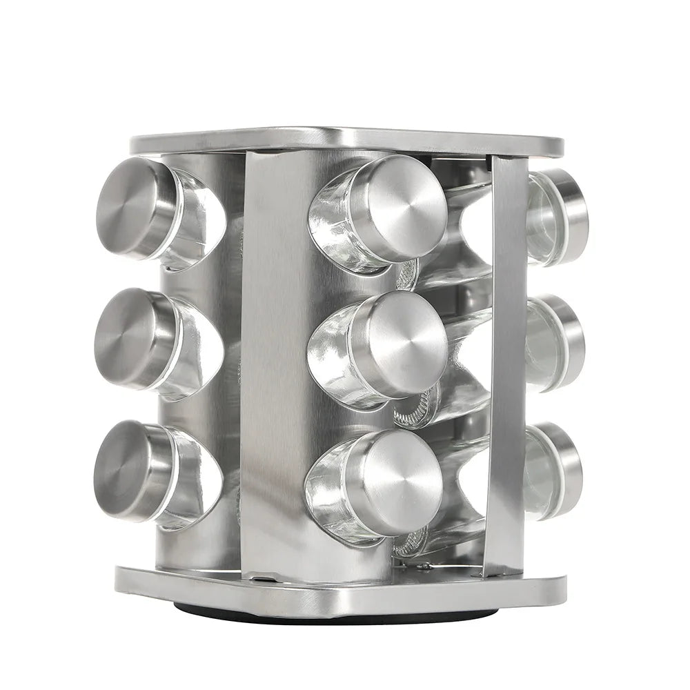 Rotating seasoning container for kitchen countertop, high-end household stainless steel salt container,combined storage rack set