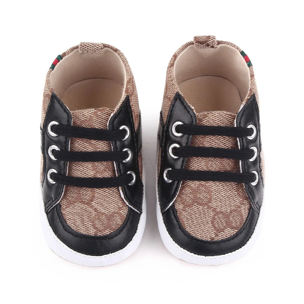 Newborn Baby Shoes Casual High Top Fashion Design Non-slip Sneakers  Boys Soft Sole Non-Slip Toddler Outdoor Shoes First Walkers