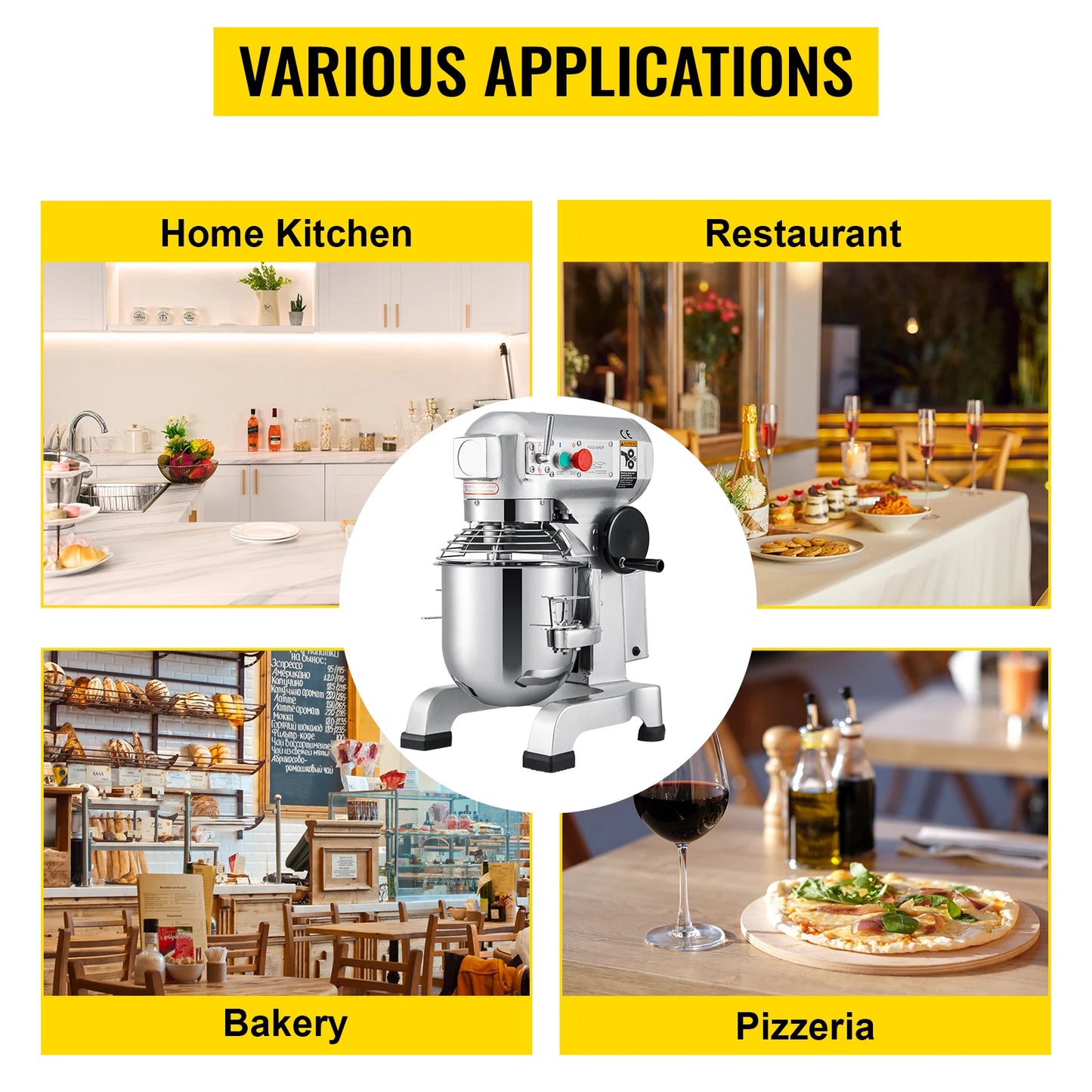 SucceBuy 10-30L Electric Dough Machine Stainless Steel Commercial Cream Egg Whisk Mixer Processor Kitchen Food Stand Blender