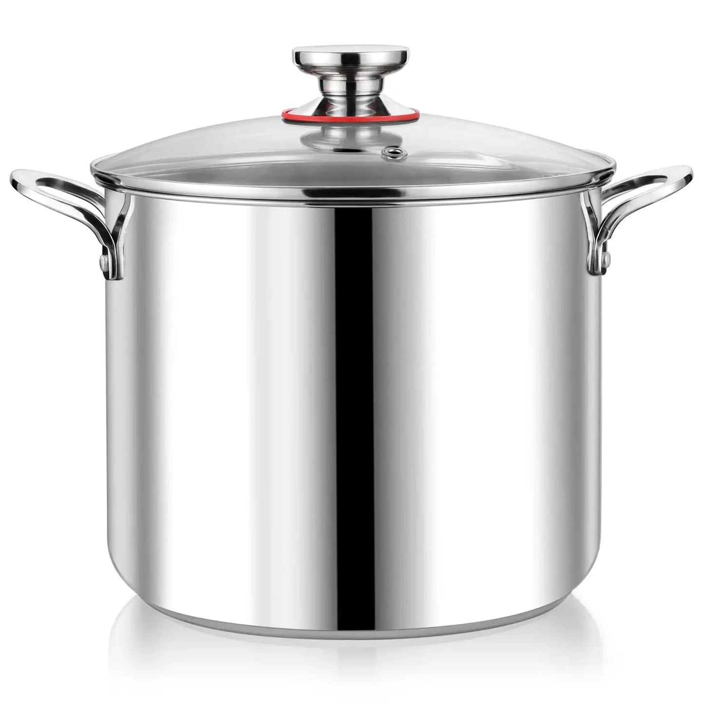 12QT Stainless Steel Stock Pot with Glass Lid, 18/10 Food-Grade Material, 3-Ply Bottom, Induction Compatible, Dishwasher Safe