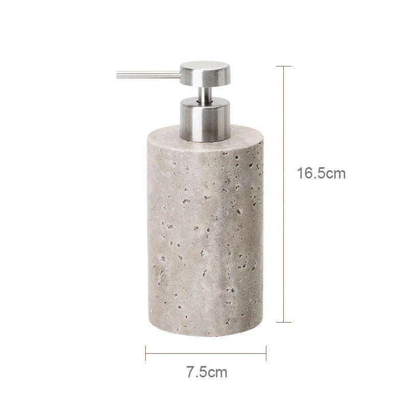 Travertino Grigio Bathroom Set Antique Natural Marble Soap Dispenser Reed Diffuser Soap Holder Tray Bathroom Accessories