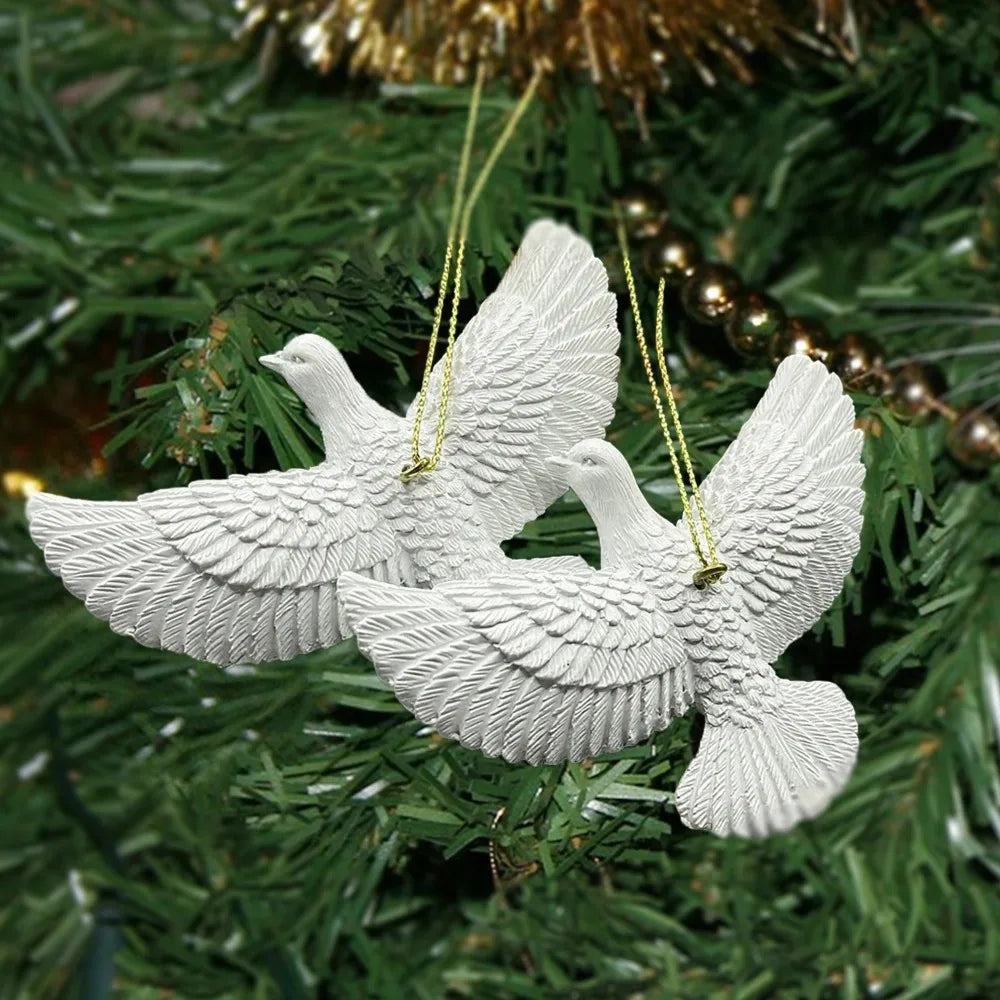 1/2PCS Friendship Doves Home Decor Resin Christmas Ornament Doves Christmas Tree Ornaments Best Special Gift Christmas Decor