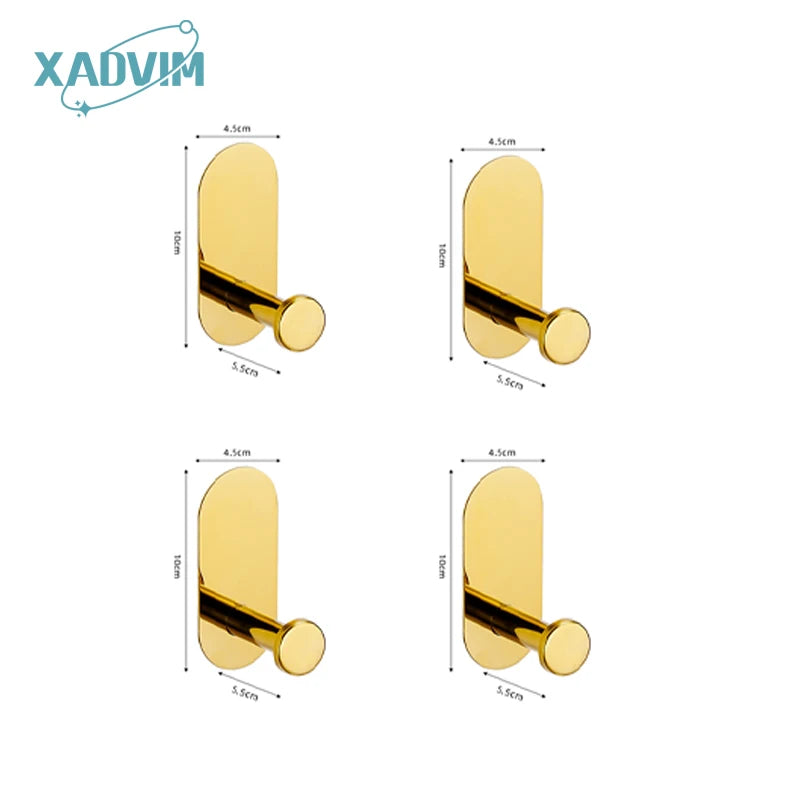 Silver Gold 304 Stainless Steel Towel Bar No Drilling Paper Holder Self-adhesive Towel Ring Robe Hook Bathroom Accessories Set