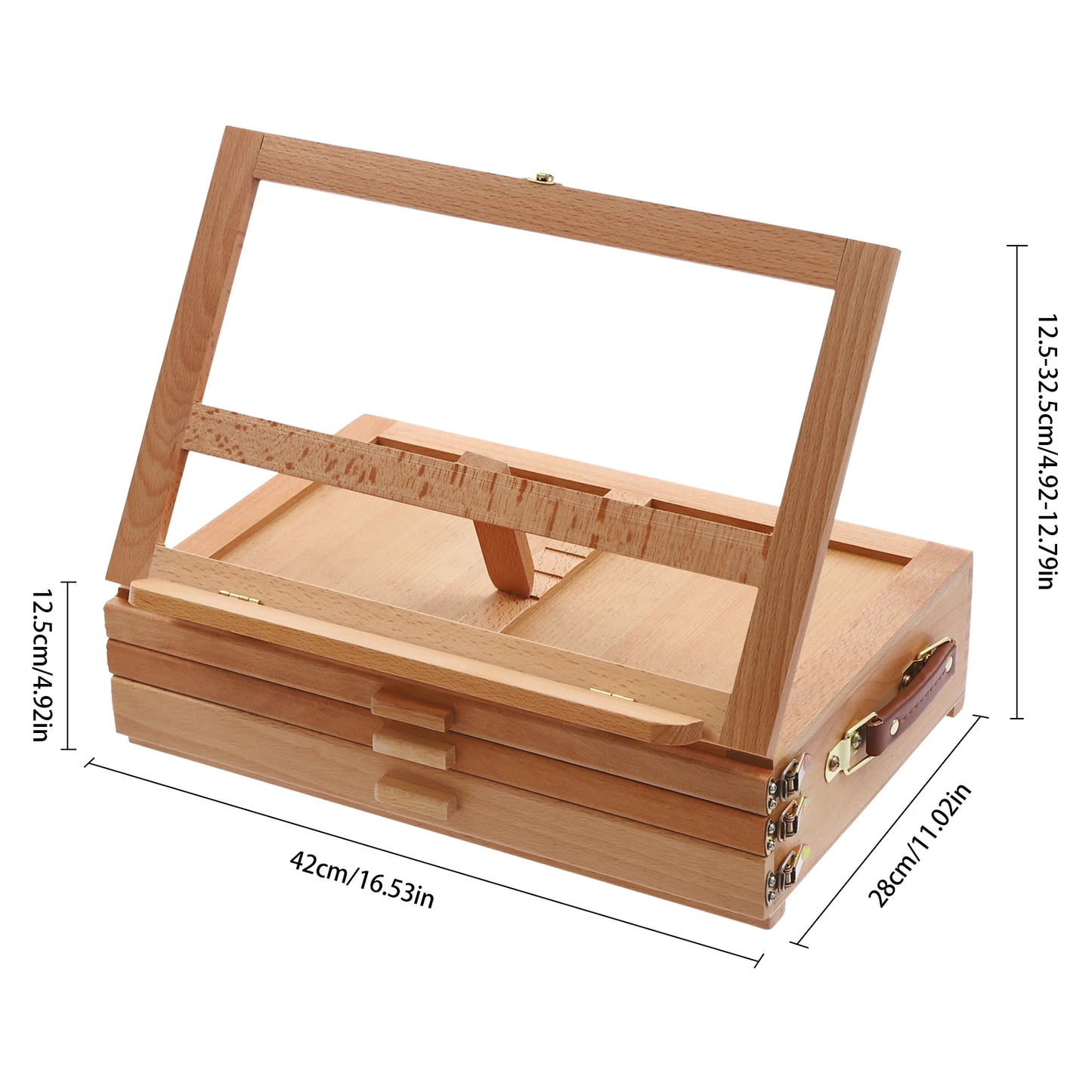 Multi-Function Storage Box Easel, Angle Adjustable, Portable Painting Board Stand with Drawers for Art Tools
