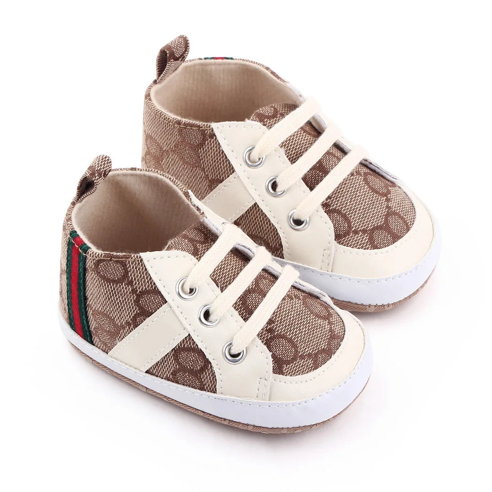 Newborn Baby Shoes Casual High Top Fashion Design Non-slip Sneakers  Boys Soft Sole Non-Slip Toddler Outdoor Shoes First Walkers