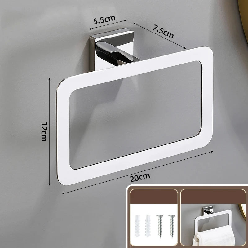 Matte Black Bathroom Accessories Set Wall Mount Towel Bar Towel Ring Roll Paper Holder Robe Hook Stainless Steel Hardware Set