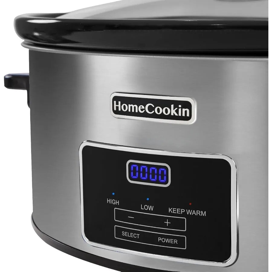 6Quart Digital Programmable Slow Cooker with Timer for Family Dinners Ideal Small Kitchen Appliance Serves 6+ People Features K