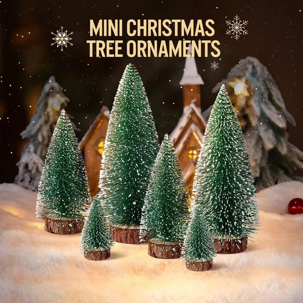 Mini Christmas Trees Christmas Decor Artificial Christmas Decorations with 4 Sizes, Christmas Tree Bottle Brush Trees Christmas