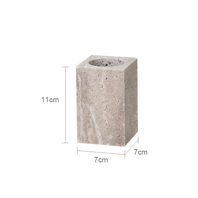 Travertino Grigio Bathroom Set Antique Natural Marble Soap Dispenser Reed Diffuser Soap Holder Tray Bathroom Accessories