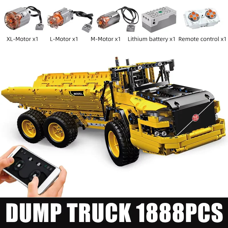 Mould King 17010 Technical Truck Toys The RC MOC-8002 Dump Truck Building Block Assembly Car Brick Set Kids Christmas Gift