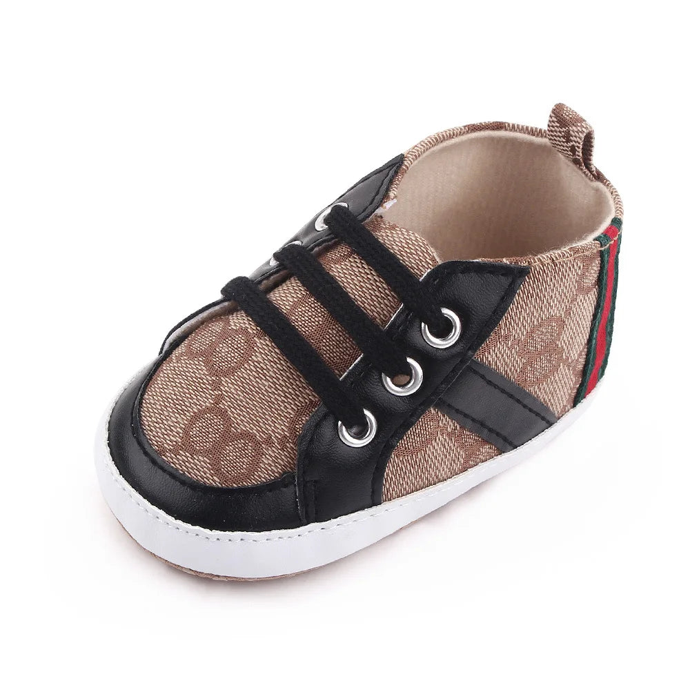 Newborn Baby Shoes Casual High Top Fashion Design Non-slip Sneakers  Boys Soft Sole Non-Slip Toddler Outdoor Shoes First Walkers