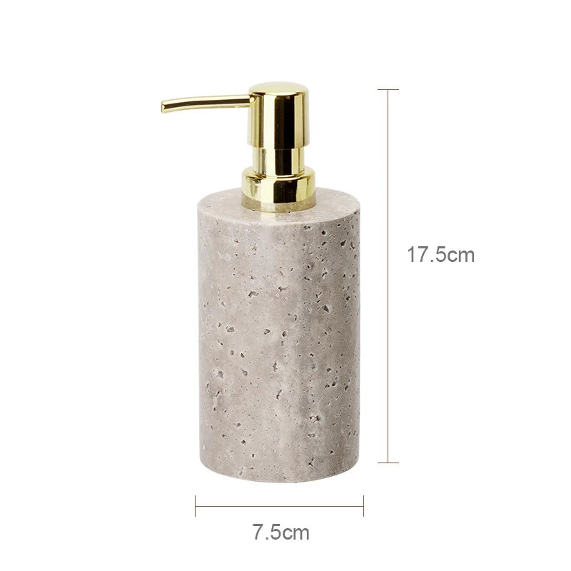 Travertino Grigio Bathroom Set Antique Natural Marble Soap Dispenser Reed Diffuser Soap Holder Tray Bathroom Accessories