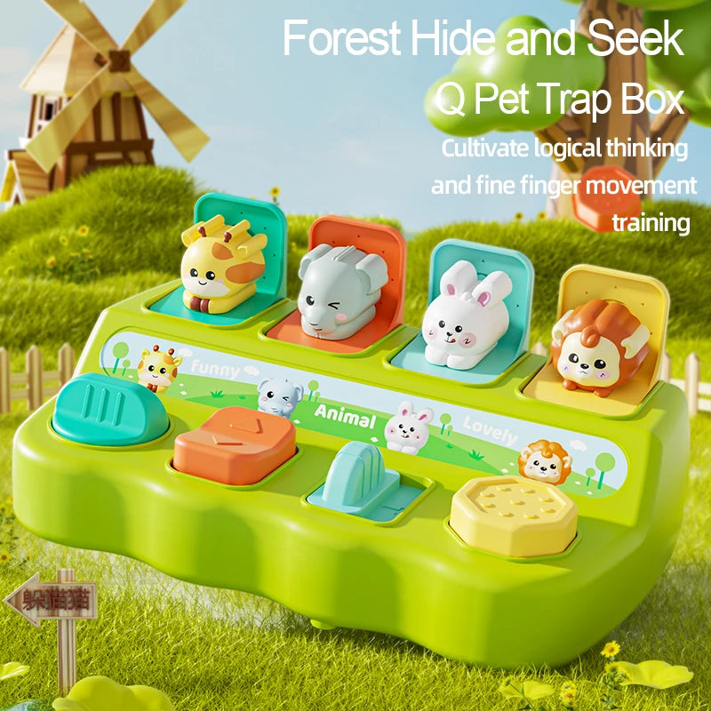 Interactive Pop Up Animals Toys Kids Hide Seek Switch Box 6 12 Months Cause and Effect Toys Montessori Development Sensory Toys