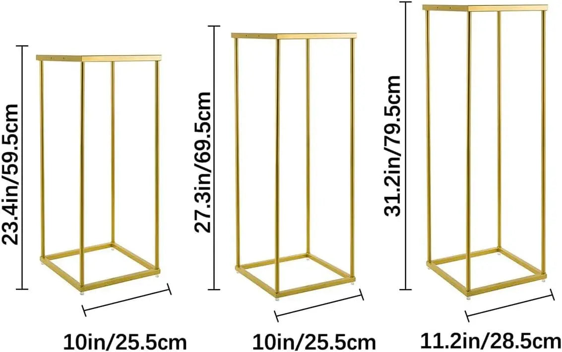 Gold Pedestal Stand for Party Set of 3 Metal Plant Stand Tall Cake Cylinder for Wedding Flower Vase for Living Room Patio Decor