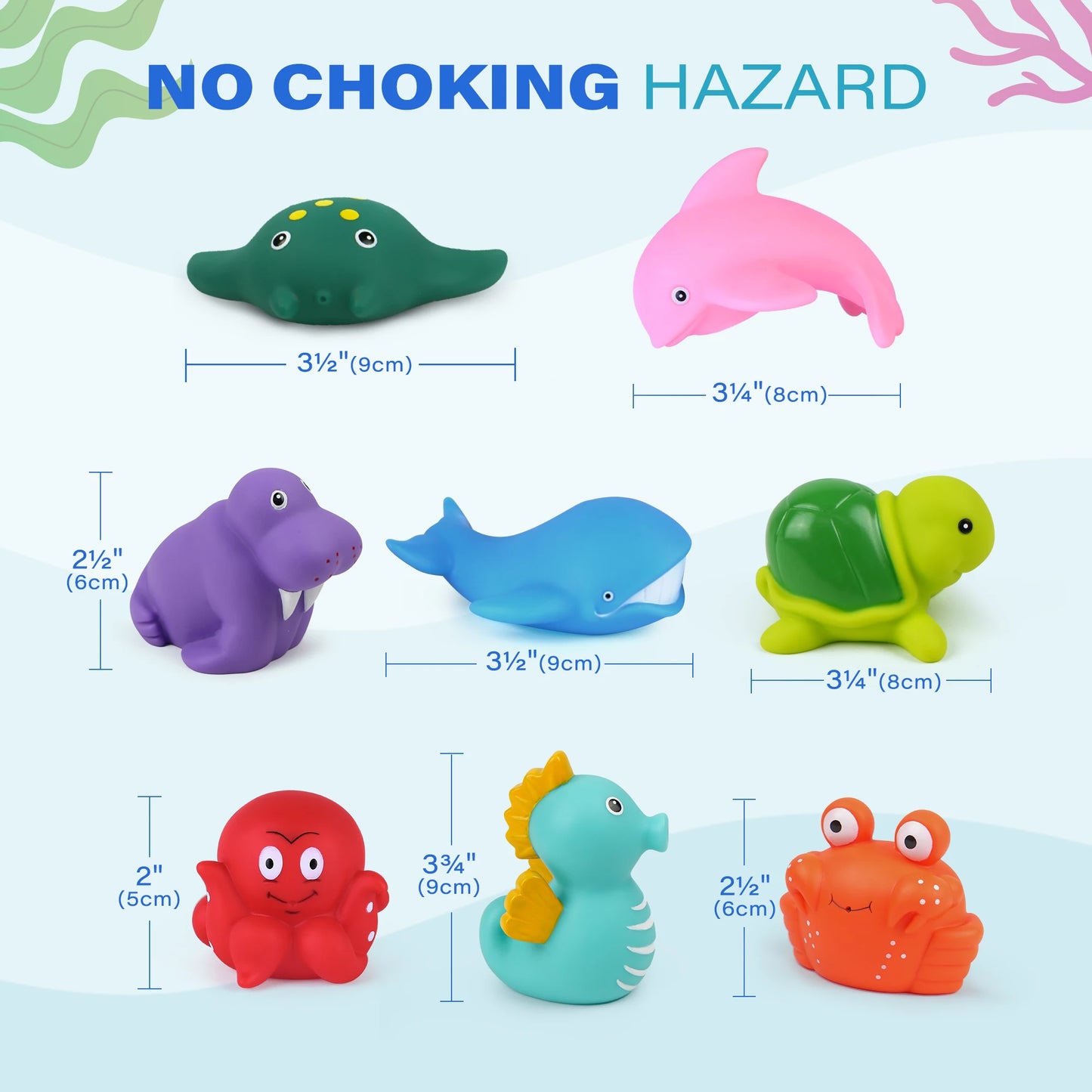 LotFancy Bath Toy, 8PCS Mold Free Bath Toys for Kids Ages,No Holes Baby Bath Toys for Toddlers, Ocean Sea Animal Bathtub Toys