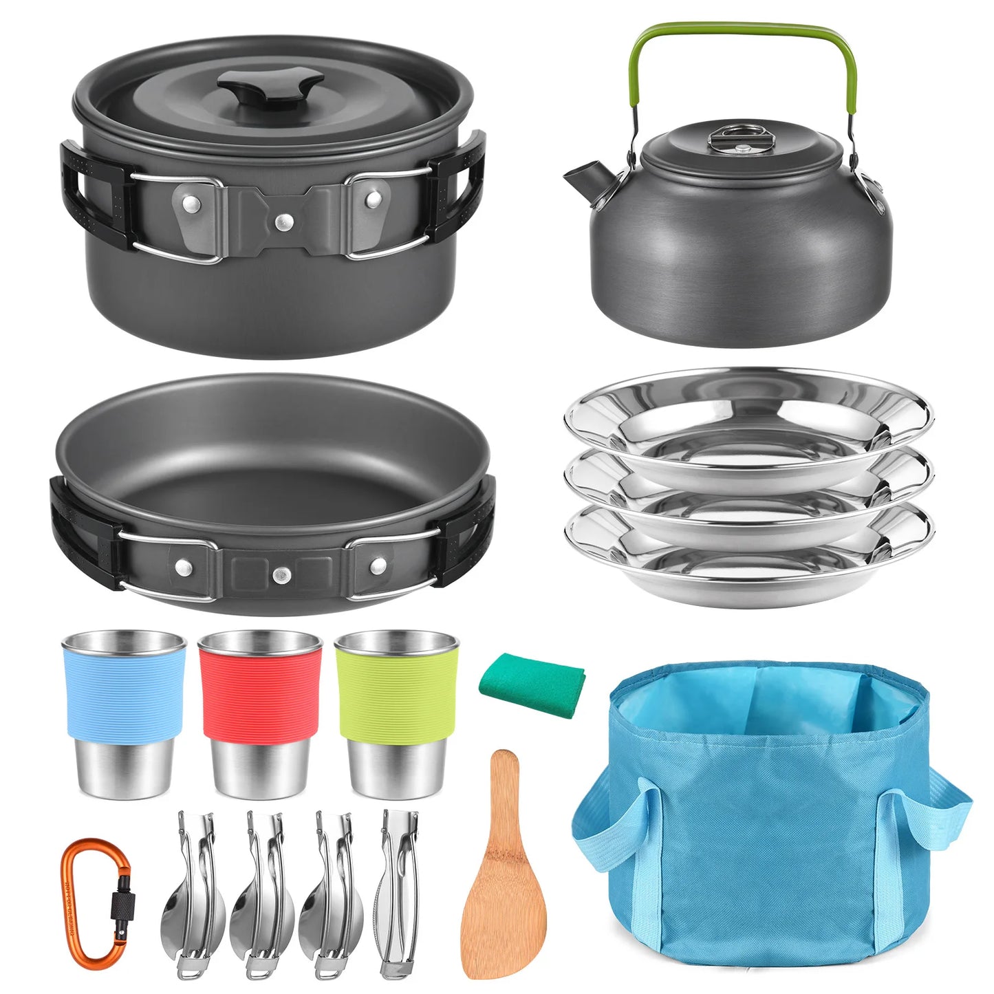 Backpacking Cookware TOMSHOO Outdoors Camping Pot Set Portable Aluminum Cookware Set