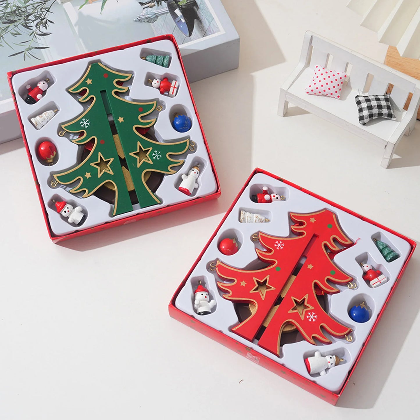 Christmas Wooden Christmas Tree Children'S Gift Diy Shopping Mall Decorations Christmas Decorations Suministros NavideñOs