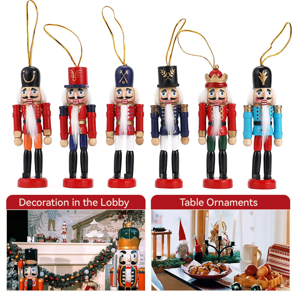 12cm Nutcracker Doll Walnut Soldier Puppet Set Suitable for Christmas Desktop Decoration Cartoon Walnuts Soldiers Band Dolls