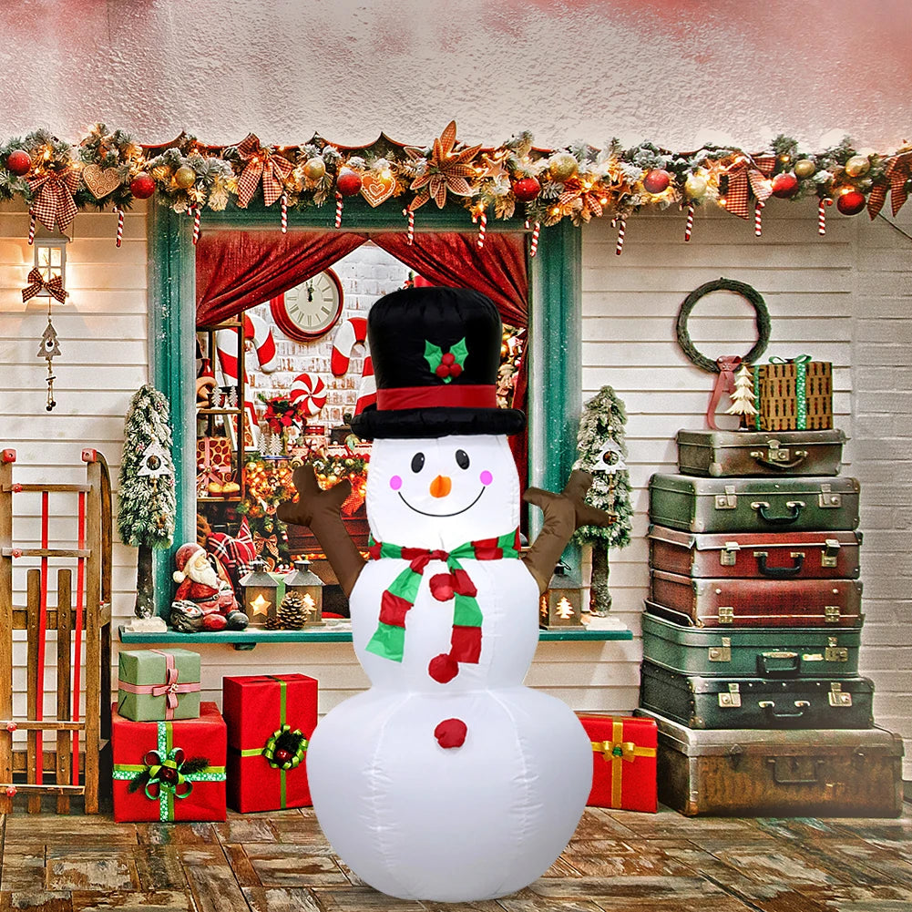 Inflatable Snowman Dolls Decor with LED Light Christmas Snowman Decor for Xmas Garden Party Decor