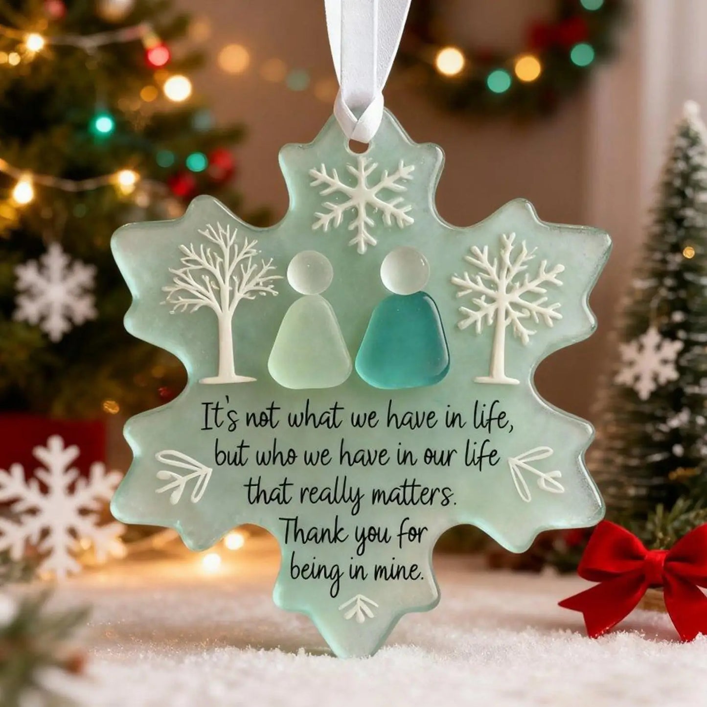 christmas tree Decorations Festive Friendship 2D Flat Acrylic Pendant Snowflake Wreath Ornament For Home Holiday Interior