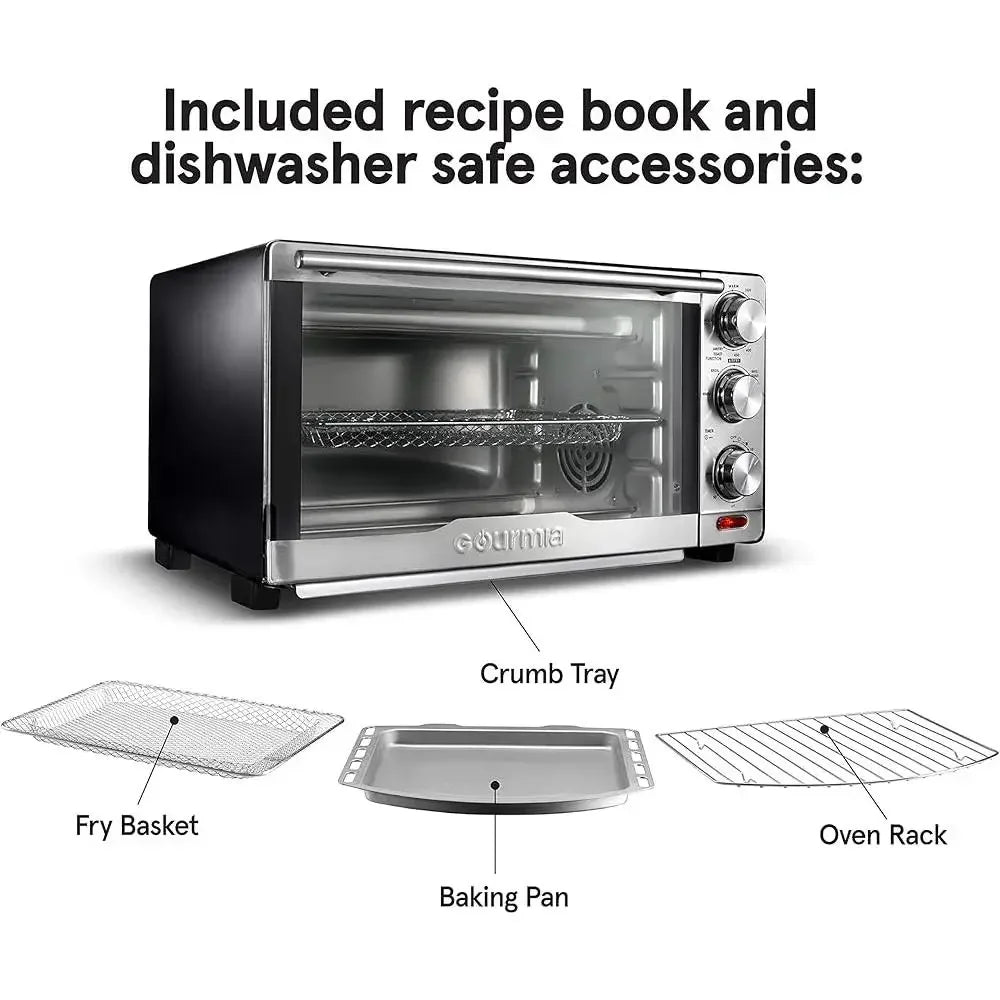 6in1 MultiFunction Air Fryer Oven Stainless Steel Programmable Cooking Machine Fry Basket Baking Pan Crumb Tray Home Kitchen Use