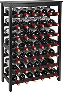 42 Bottles Bamboo Wine Rack, 7-Tier Wine Rack Freestanding Floor with Table Top, Wine Storage Shelf for Kitchen Dining Roo