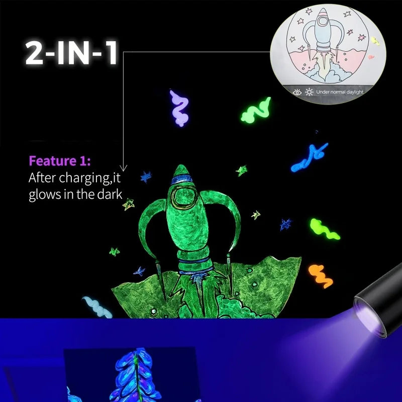 Fantastory 10PCS Glow In The Dark Paint, 60ml/2oz Neon Glow Acrylic Paints, 2IN1 Waterproof Paint, For DIY Craft, Stone, Glass